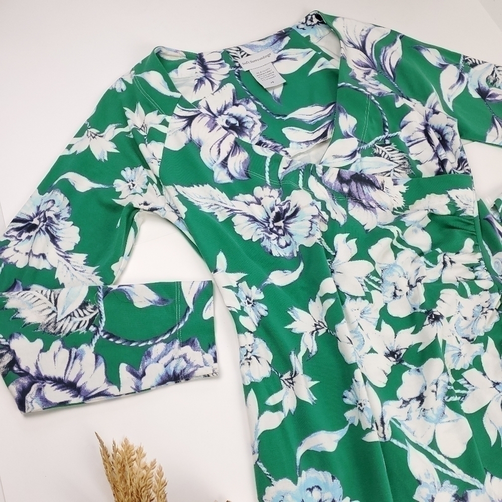 Soft Surroundings Green Floral Rouge Wrap Dress size Xs - Picture 2 of 13